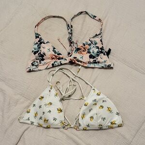 La Hearts Floral and Lemon Print Bikini Tops Bundle